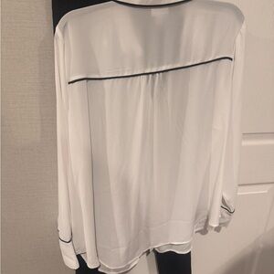 Liz Claiborne White Blouse with Black Trim